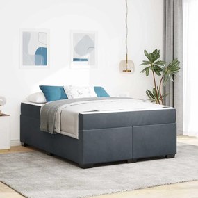 vidaXL Estrutura de cama com colchão Cinzento escuro 160 x 200 cm