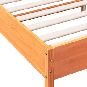 Cama sem colchão 160x200 cm madeira pinho maciço castanho-mel