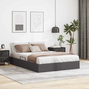 vidaXL Cama com Armazenamento Cinzeto 140 x 200 cm Couro sintético