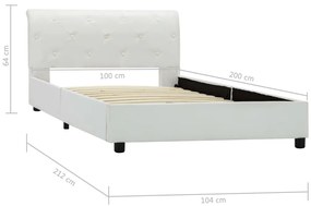 Estrutura de cama 100x200 cm couro artificial branco
