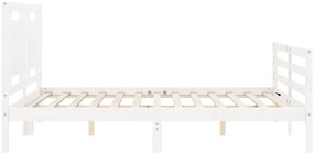 Estrutura de cama King Size com cabeceira madeira maciça branco