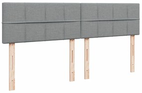 Cama com molas/colchão 200x200 cm tecido cinza-claro