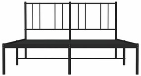 Estrutura de cama em metal com cabeceira 150x200 cm preto