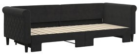 Sofá-cama com gavetão 80x200 cm veludo preto