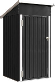 Outsunny Abrigo de Exterior Metálico Abrigo de Jardim com Teto Inclinado Porta com Trinco Ventilaçã 107,5x91x185 cm Cinza Escuro | Aosom Portugal