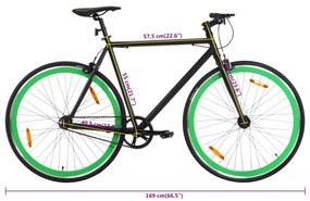 Bicicleta de mudanças fixas 700c 55 cm preto e verde