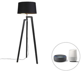 LED Candeeiro de pé inteligente com cúpula preto com dourado 50 cm incl. Wifi A60 - Puros Country / Rústico