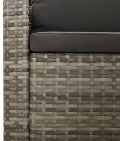 7 pcs conjunto lounge de jardim c/ almofadões vime PE cinzento