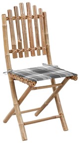 Cadeiras de jardim dobráveis c/ almofadões 2 pcs bambu
