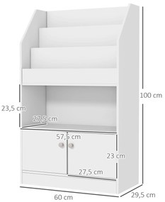 Estante para Brinquedos Infantil Estante para Crianças de 3 a 8 Anos para Brinquedos Sapatos Livros 60x29,5x100 cm Branco