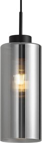 Candeeiro pendente Art Deco preto com vidro fumê para sistema de calha monofásico - Iconic Laura