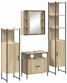 Conjunto de Móveis para Banheiro 4 pcs Carvalho sonoma