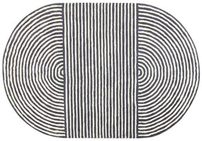 Tapete oval de lã branco e cinzento grafite 140 x 200 cm KWETA Beliani