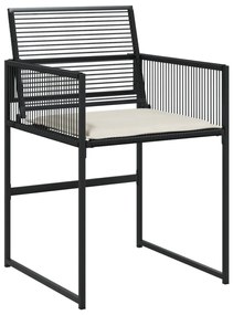 17 pcs conjunto de jantar p/ jardim c/ almofadões vime PE preto