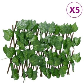vidaXL Treliça de videira artificial extensível 5 pcs 180x20 cm verde