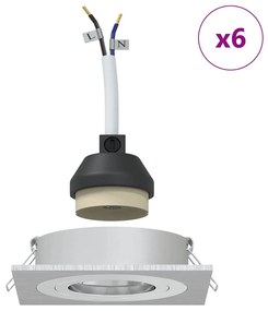 Spotlights embutidos 6 pcs Quadrado GU10 Prateado 91x91 mm