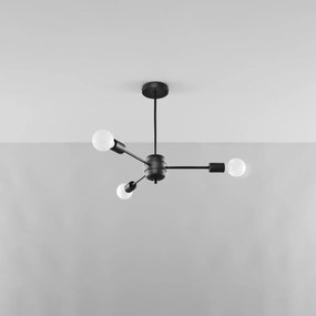 Candeeiro de Teto em AÇO LANGO 3 Lampâdas Preto