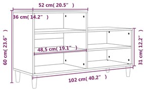 Sapateira 102x36x60 cm derivados de madeira cinzento sonoma