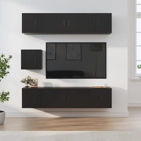 vidaXL Conjunto móveis de TV 7 pcs madeira processada preto