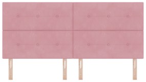 Cabeceira vidaXL Botões Estofada Rosa 200 cm Veludo