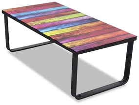 vidaXL Mesa de centro, tampo de vidro com impressão de arco-íris