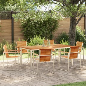 Conjunto de Jantar de Jardim vidaXL 7 Peças Madeira Sólida Teca