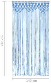 Cortina em macramé 140x240 cm algodão azul