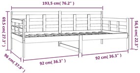 Sofá-cama 90x190 cm madeira de pinho maciça branco