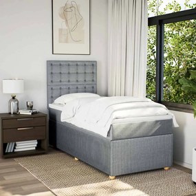 Cama com molas/colchão 90x200 cm tecido cinza-claro