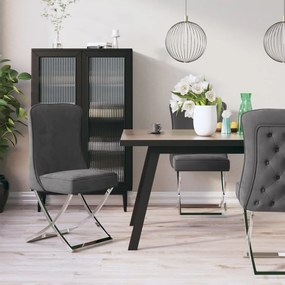 vidaXL Cadeira de jantar 53x52x98 cm veludo e aço inoxidável cinzento