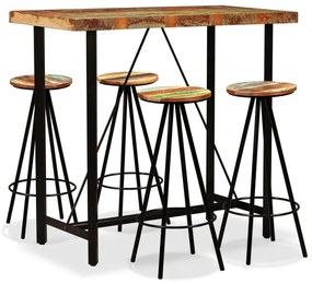 Conjunto de bar 5 pcs madeira recuperada maciça