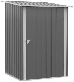 Outsunny Abrigo de Jardim 0,92 m² 100x103x160 cm de Aço Galvanizado com Porta Fechadura e Teto Inclinado  Cinza