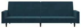 Sofá-cama de 2 lugares veludo azul
