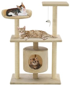 Árvore para gatos c/ postes arranhadores sisal 95 cm bege
