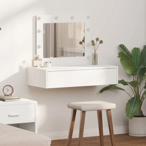 Mesa de Maquiagem Suspensa  com Luzes LED - Branca