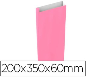 Saco Basika Celulose Rosa com Fole m 200x350x60 mm Pack de 25 Unidades