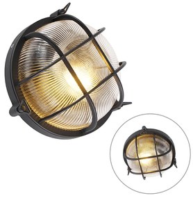 Aplique de parede redondo industrial preto IP44 - Noutica Industrial