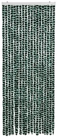 Cortina anti-insetos 56x200 cm chenille verde e branco