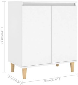 Aparador c/ pernas de madeira 60x35x70 cm contraplacado branco
