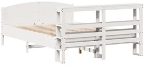 Cama sem colchão 140x200 cm madeira de pinho maciça branco