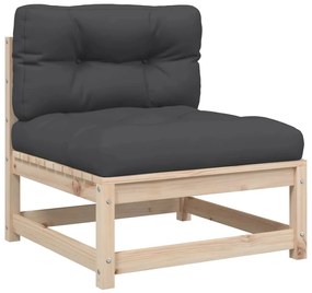 9 pcs conjunto sofás de jardim com almofadões pinho maciço