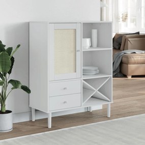 vidaXL Móvel alto SENJA aspeto vime 90x40x112 cm pinho maciço branco