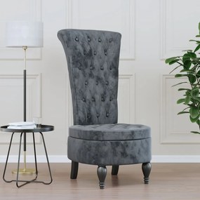 vidaXL Cadeirão c/ encosto alto veludo cinzento-escuro design botões
