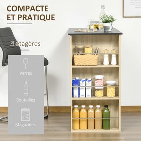 Mesa de Bar de Cozinha, 112 x 57 x 106 cm (BANCOS NÃO INCLUIDOS), 3 Prateleiras, Cor Carvalho Claro