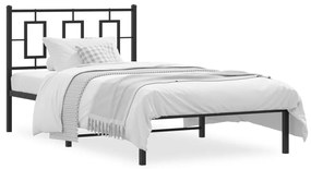 Estrutura de cama com cabeceira 100x200 cm metal preto