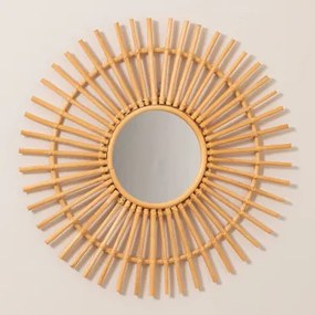 Espelho De Parede Redondo Ø60 Cm Em Rattan Beku Castanho Natural - Sklum