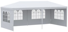 Outsunny Tenda para Festas com Paredes Laterais Removíveis 4 Janelas Transparentes 585x295x255 cm Branco