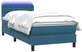 Cama com molas/colchão 80x220 cm veludo azul-escuro