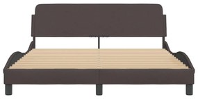 Estrutura de cama sem colchão 160x200 cm tecido castanho-escuro