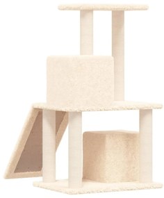 Árvore para gatos c/ postes arranhadores sisal 82 cm cor creme